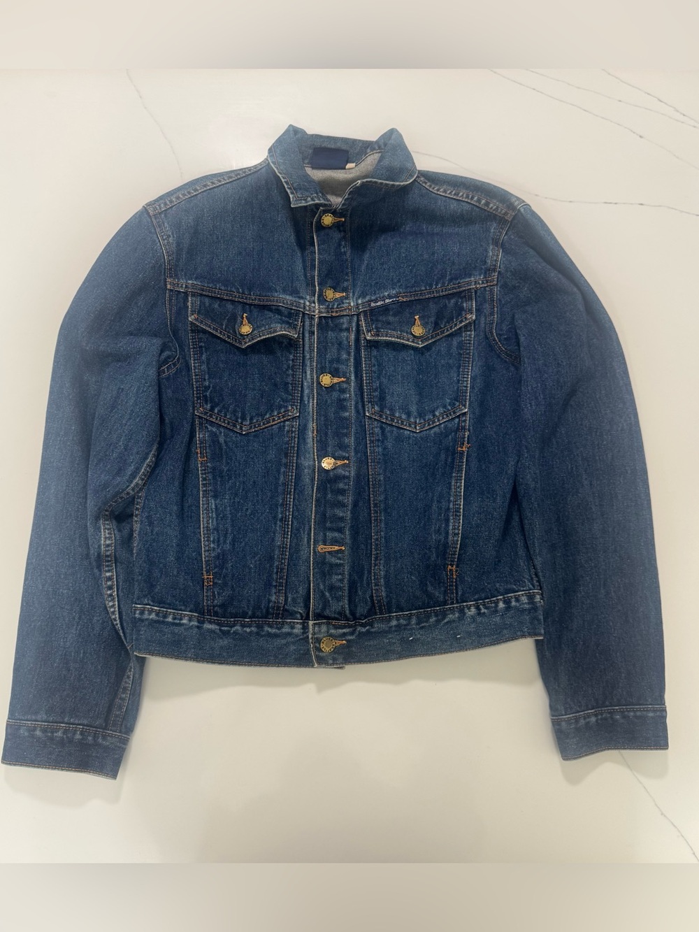 Vintage 80s Seattle Blues Denim Trucker Jacket Dark Wash USA Blue Jean Coat L